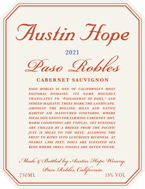 Austin Hope Paso Robles Cabernet Sauvignon:  A Triumph - Casewinelife.com Order Wine Online