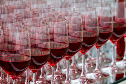 Red wine in wine glasses