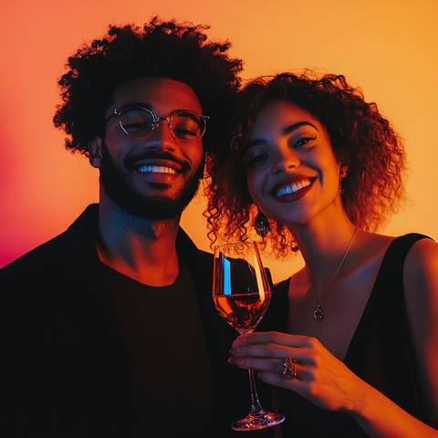 Gen Z couple enjoying a glass of wine