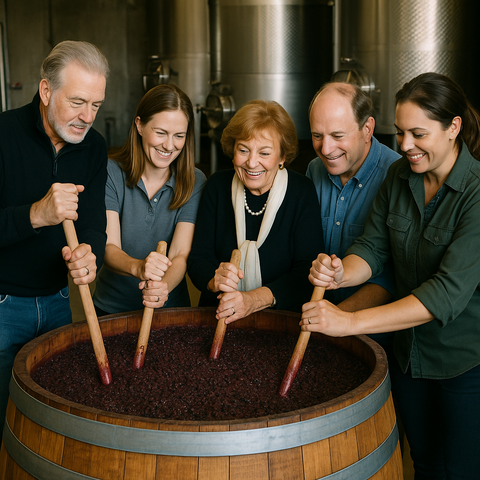 winemakers making wine