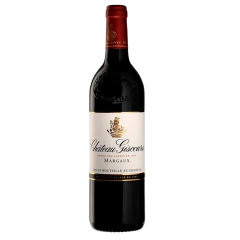 Chateau Giscours Margaux red wine bottle on a white background
