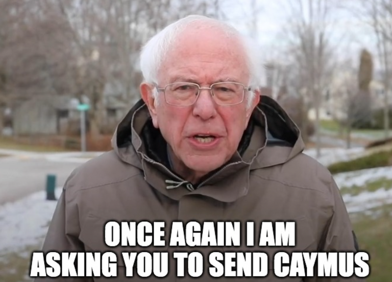 Bernie Sanders asks for Caymus wine meme