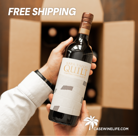 Red wine bottle held by customer 