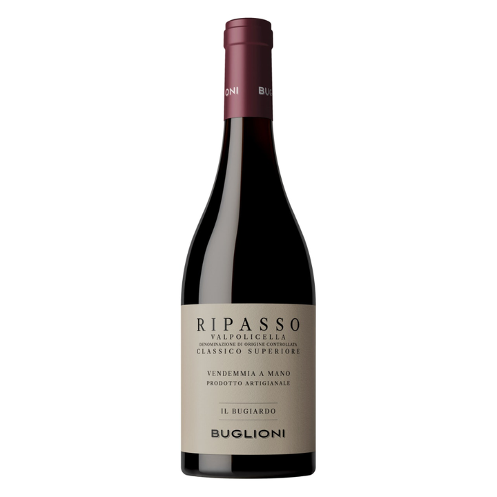 Wine bottle with 'Ripasso Valpolicella' label on a white background